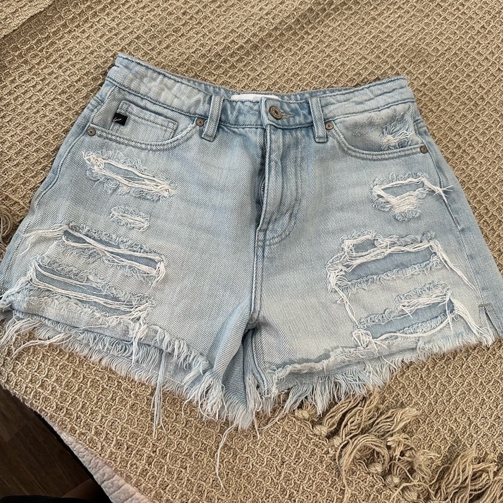 KanCan Blue Vintage Distressed Jean Shorts - Picture 3 of 6
